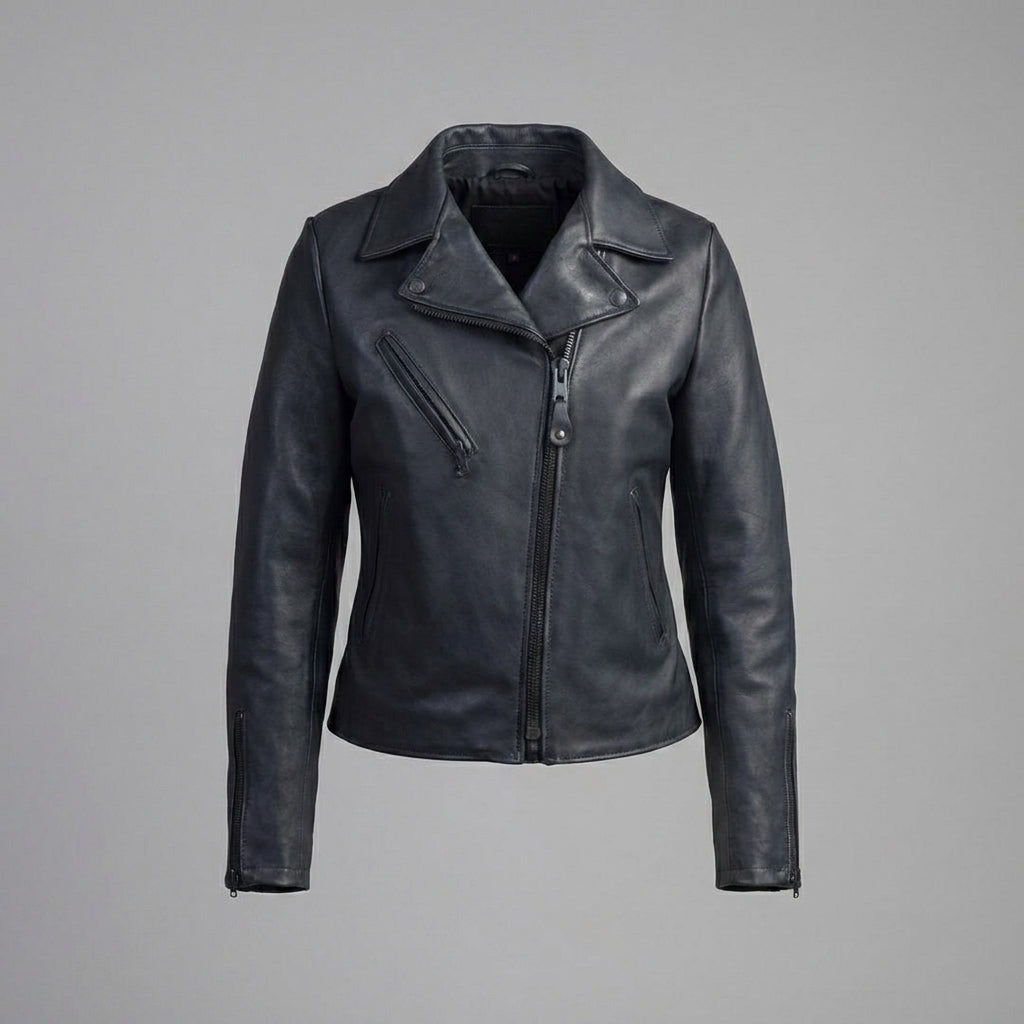 Women’s Black Cowhide Moto Leather Jacket