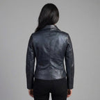 Women’s Black Cowhide Moto Leather Jacket
