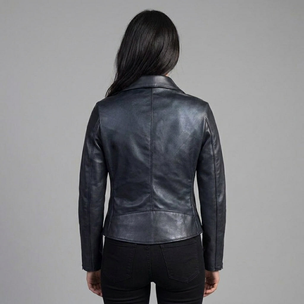Women’s Black Cowhide Moto Leather Jacket