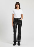 Women’s Black Faux Leather Flared Pants