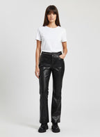 Women’s Black Faux Leather Flared Pants