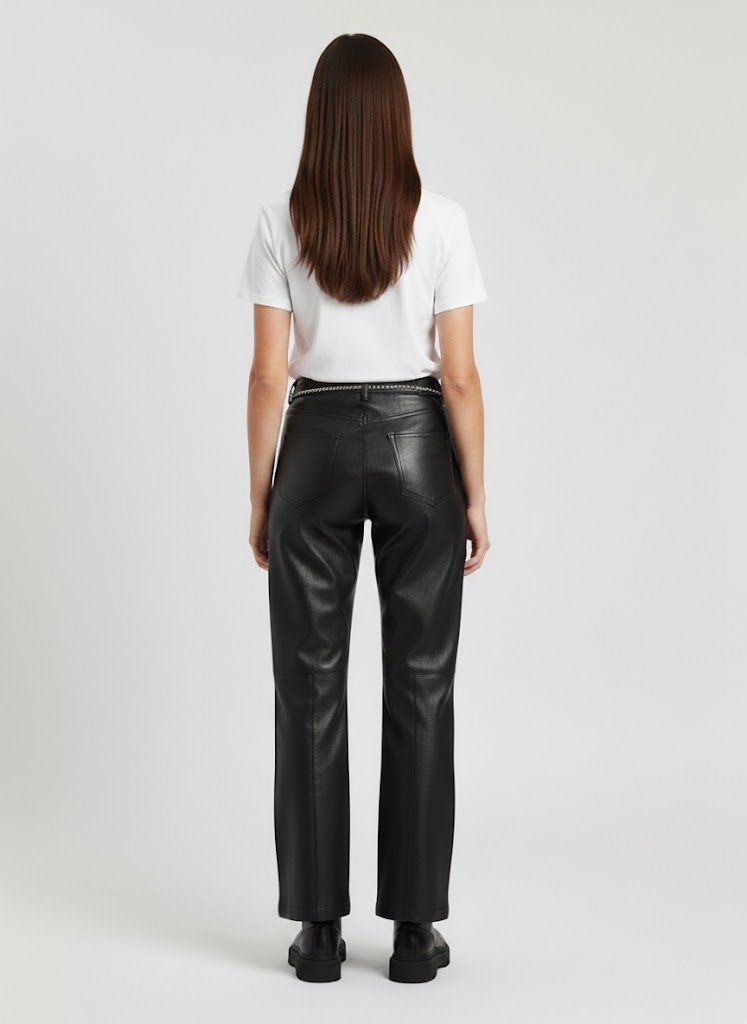 Women’s Black Faux Leather Flared Pants