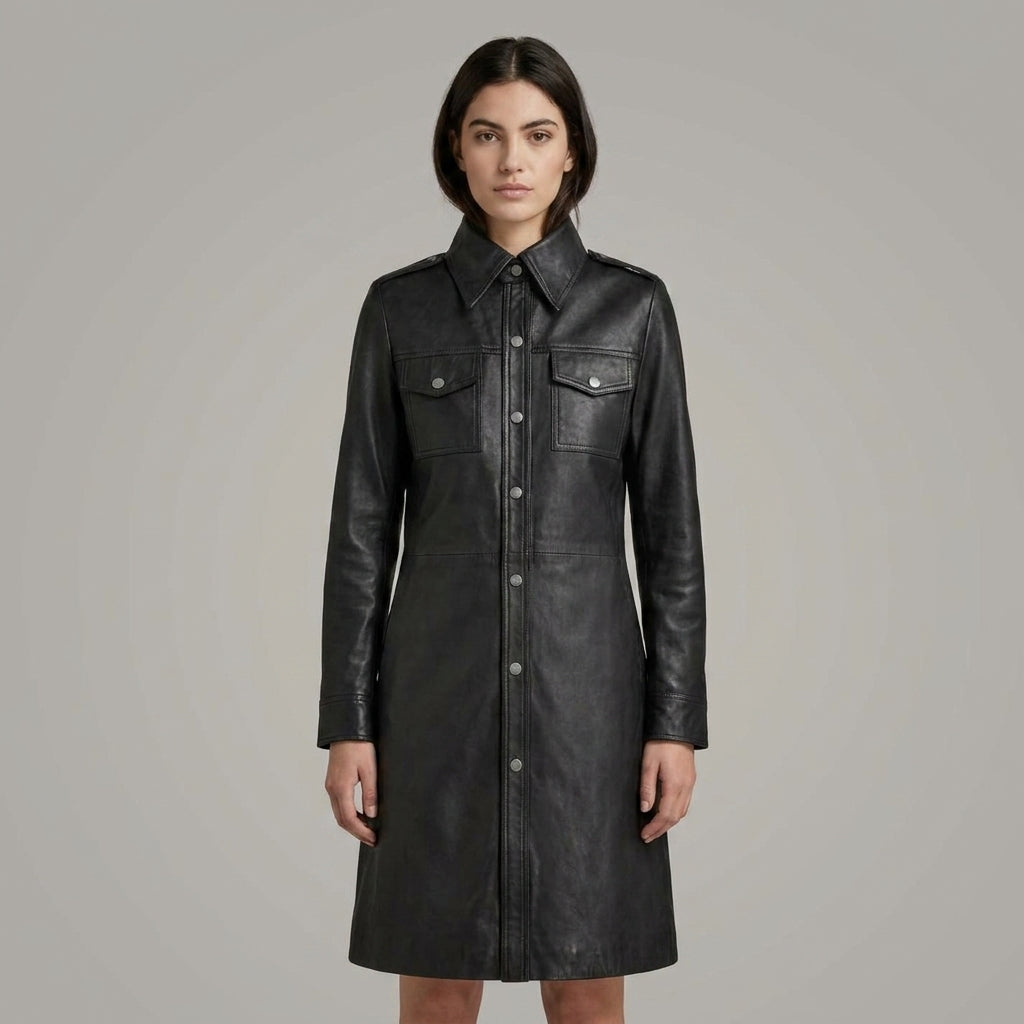 Women’s Black Lambskin Leather Coat