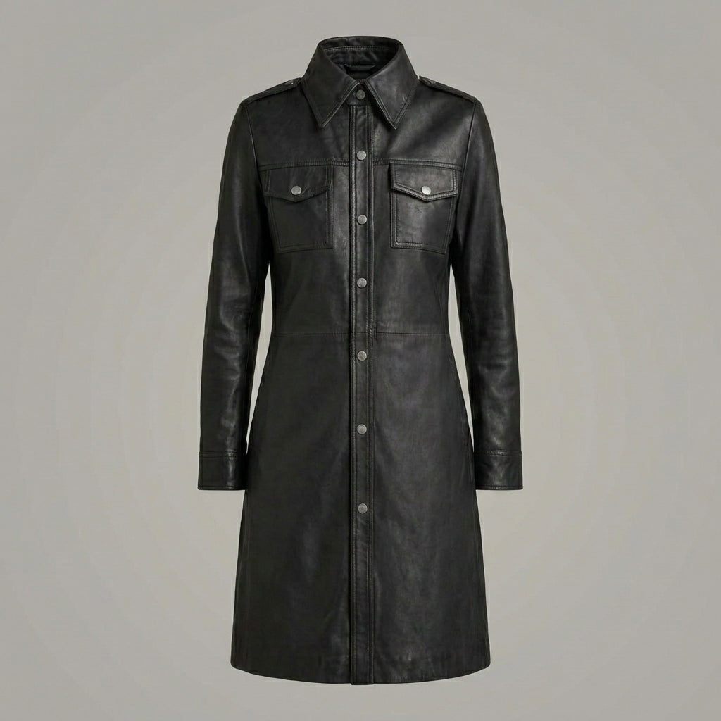 Women’s Black Lambskin Leather Coat