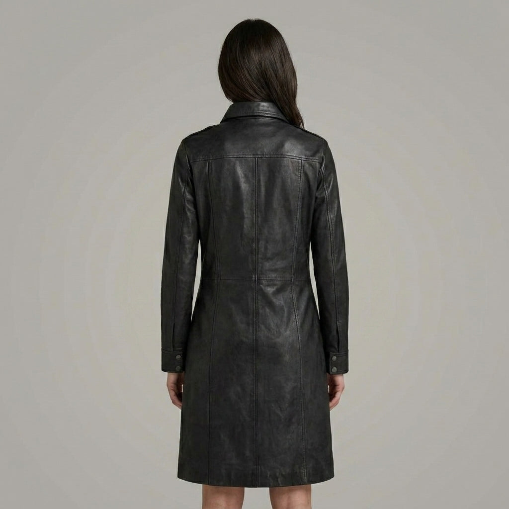 Women’s Black Lambskin Leather Coat