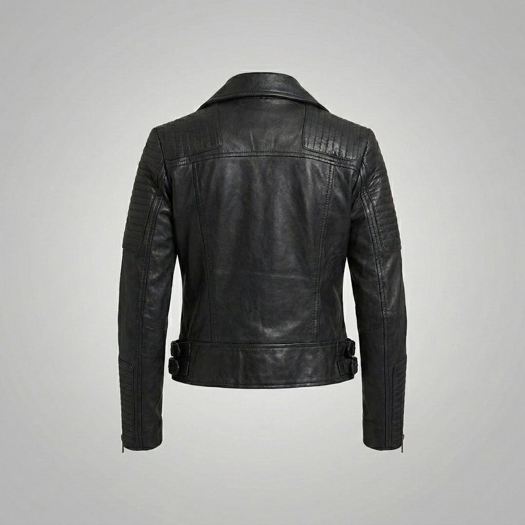 Women’s Black Leather Biker Jacket