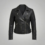 Women’s Black Leather Biker Jacket