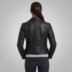 Women’s Black Leather Biker Jacket