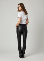 Women’s Black Leather Lace-Up Pants with Front Closure