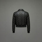 Women’s Black Quilted Leather Bomber Jacket