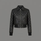 Women’s Black Quilted Leather Bomber Jacket