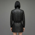 Women’s Black Quilted Leather Bomber Jacket