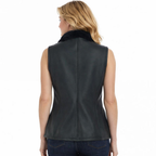 Women’s Black Shearling Sheepskin Leather Vest