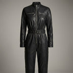 Women’s Black Sheepskin Leather Jumpsuit
