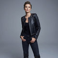 Women's Black Studded Lambskin Leather Biker Jacket