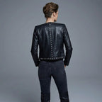 Women's Black Studded Lambskin Leather Biker Jacket