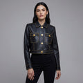 Women’s Black Studded Leather Biker Jacket