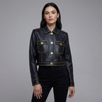 Women’s Black Studded Leather Biker Jacket