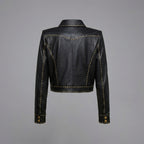 Women’s Black Studded Leather Biker Jacket