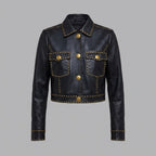 Women’s Black Studded Leather Biker Jacket
