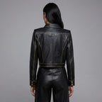 Women’s Black Studded Leather Biker Jacket