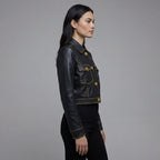 Women’s Black Studded Leather Biker Jacket