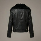 Women’s Black Suede Shearling Biker Jacket