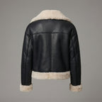 Women’s Black & Cream Shearling Biker Jacket