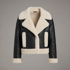 Women’s Black & Cream Shearling Biker Jacket