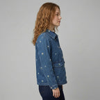 Women's Blue Bloom Embroidered Denim Shirt