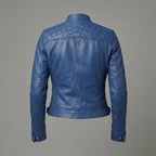 Women’s Blue Diamond Cafe Racer Leather Moto Jacket
