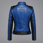 Women's Blue & Black Real Leather Slim