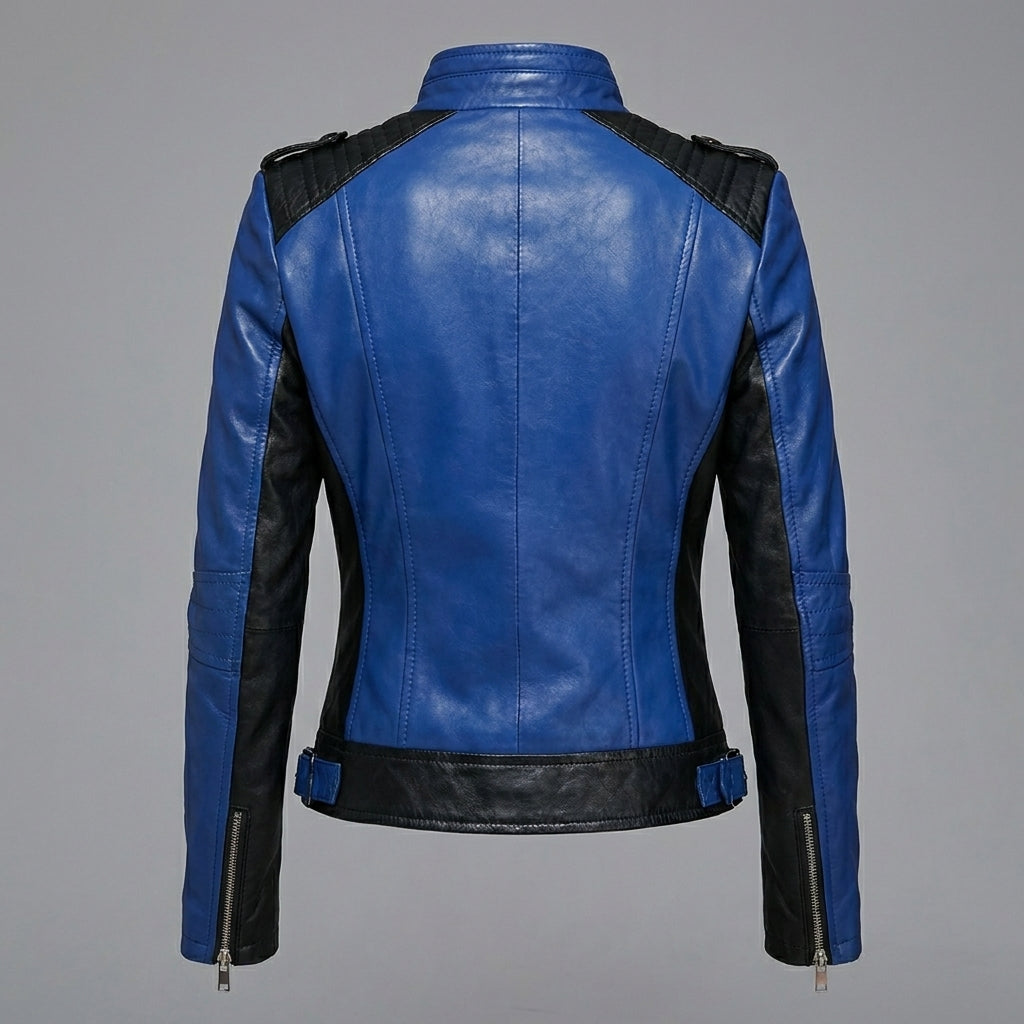 Women's Blue & Black Real Leather Slim