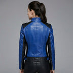 Women's Blue & Black Real Leather Slim