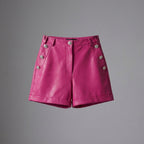 Women’s Blush Pink High-Waisted Genuine Leather Shorts