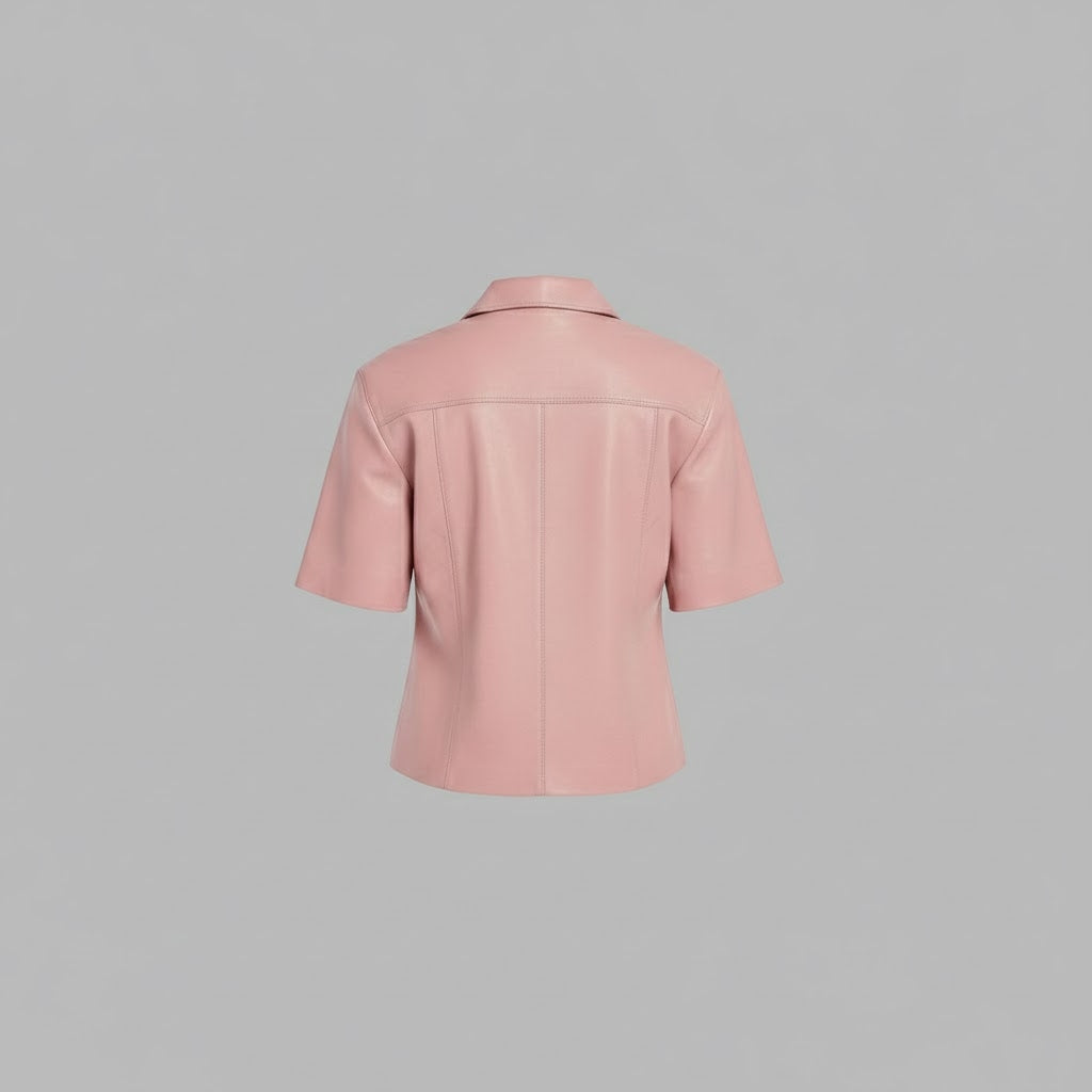 Women’s Blush Pink Leather Shirt Top