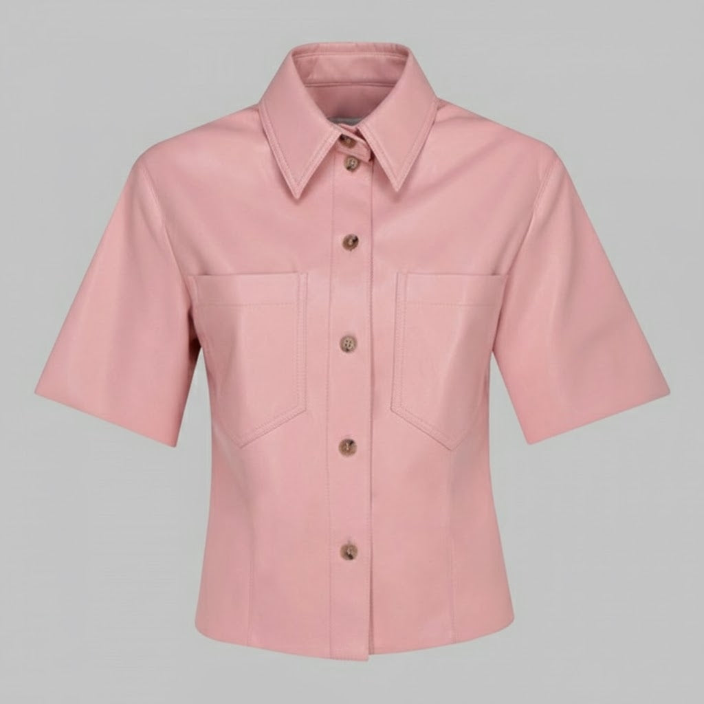 Women’s Blush Pink Leather Shirt Top
