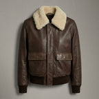 Women’s Brown Aviator Sherpa Shearling Leather Jacket