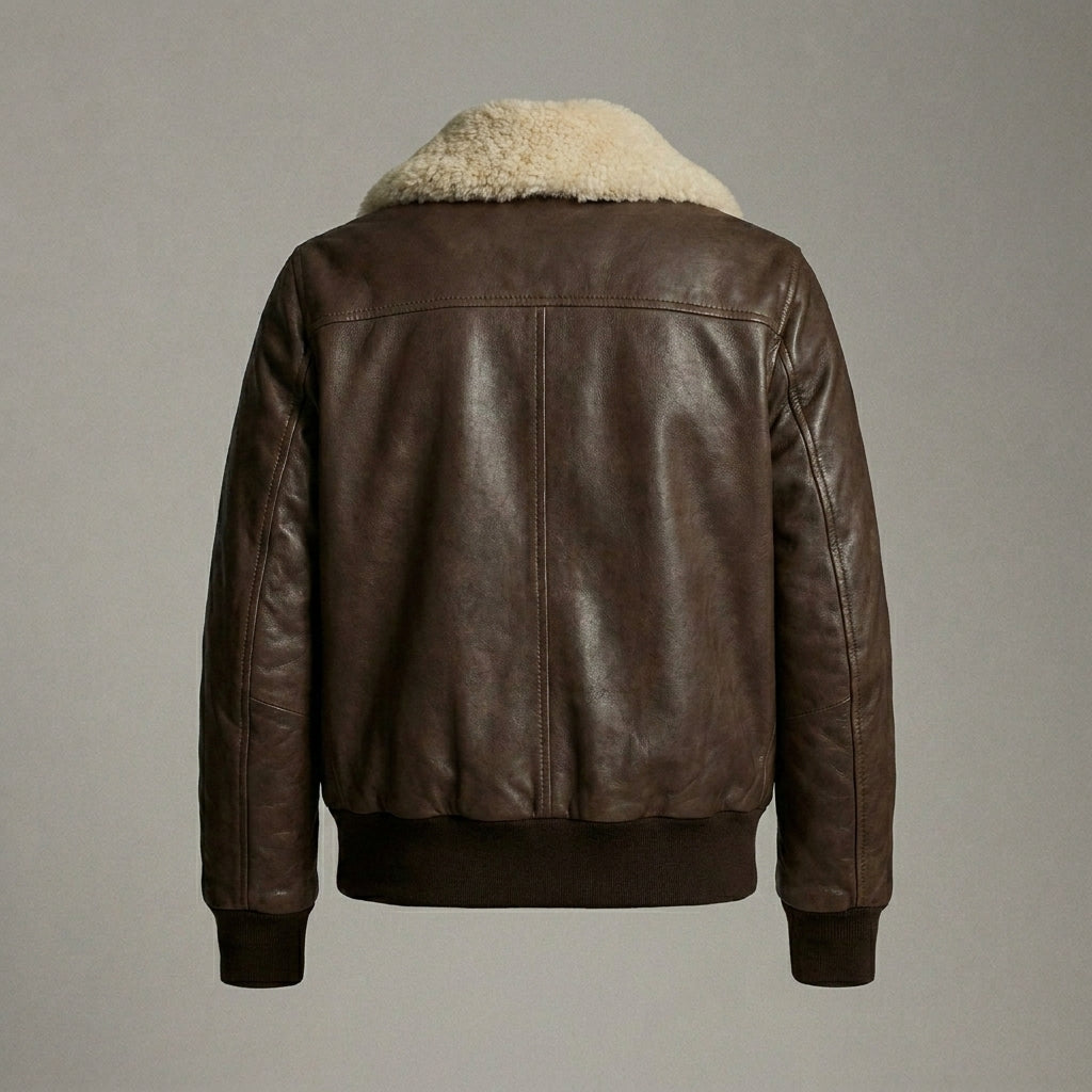 Women’s Brown Aviator Sherpa Shearling Leather Jacket
