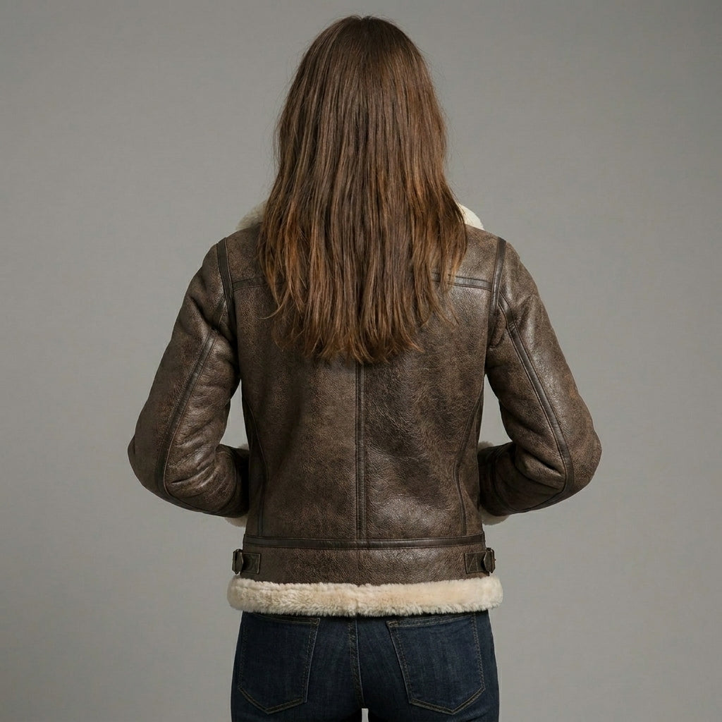 Women’s Brown B3 Aviator Shearling Bomber Jacket