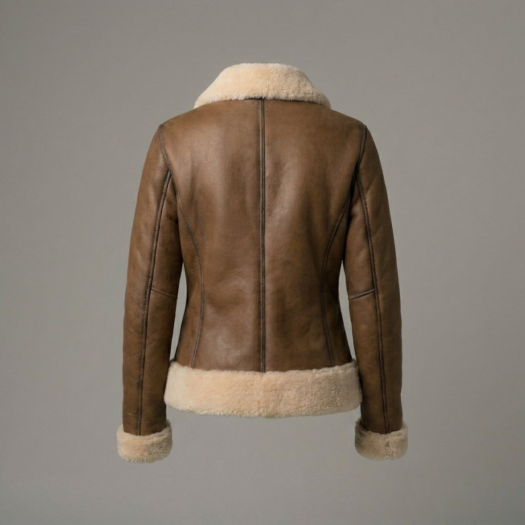 Women’s Brown B3 Shearling Aviator Bomber Jacket