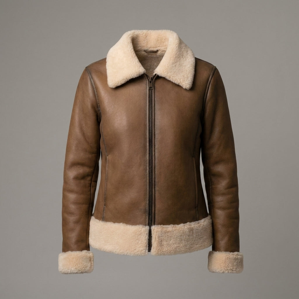 Women’s Brown B3 Shearling Aviator Bomber Jacket