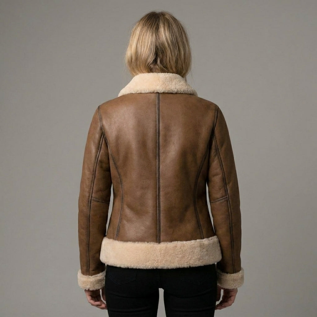Women’s Brown B3 Shearling Aviator Bomber Jacket