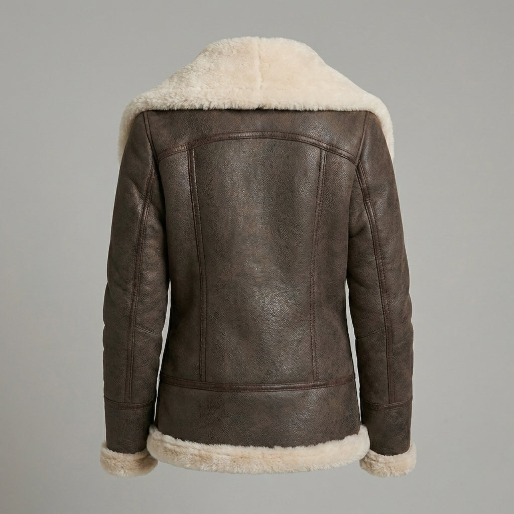 Women’s Brown B3 Shearling Aviator Leather Jacket