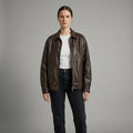 Women’s Brown Casual Leather Jacket – Classic Moto Style