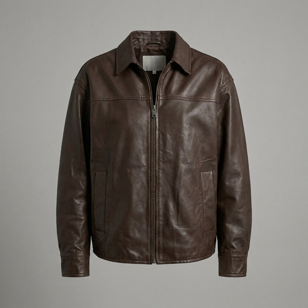 Women’s Brown Casual Leather Jacket – Classic Moto Style