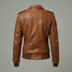 Women’s Brown Classic Leather Bomber Jacket