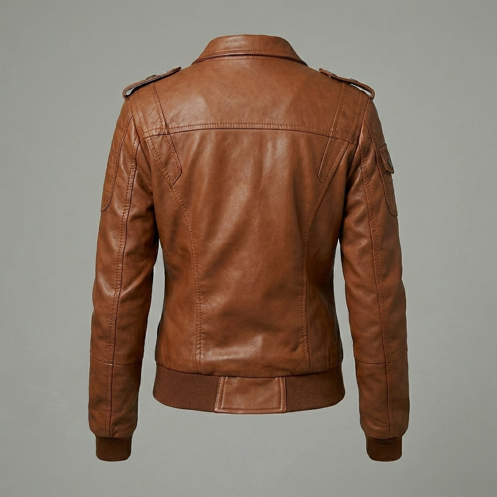 Women’s Brown Classic Leather Bomber Jacket