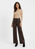 Women's  Brown Faux Leather pant