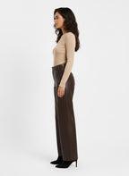Women's  Brown Faux Leather pant